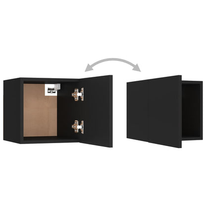 Conjunto de móveis de TV derivados de madeira preto, 3 pcs