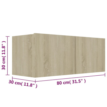 Conjunto de móveis de TV de madeira carvalho sonoma, 3pcs