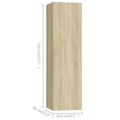 Conjunto de móveis de TV contraplacado cor carvalho sonoma, 4pcs