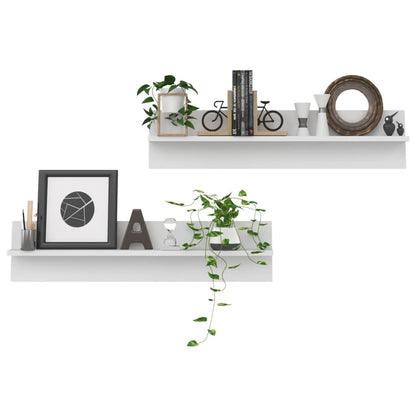 Estantes de parede 2 pcs 80x11,5x18 cm contraplacado branco