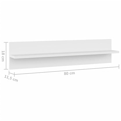 Estantes de parede 2 pcs 80x11,5x18 cm contraplacado branco