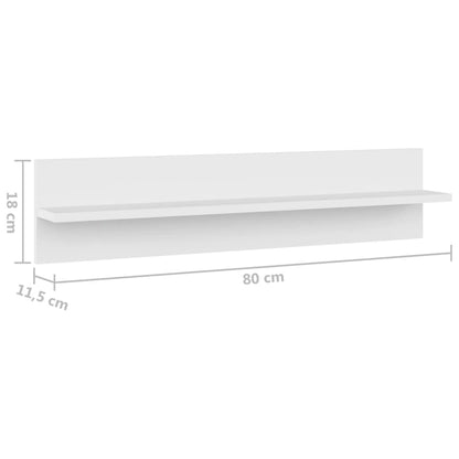 Estantes de parede 4 pcs 80x11,5x18 cm contraplacado branco