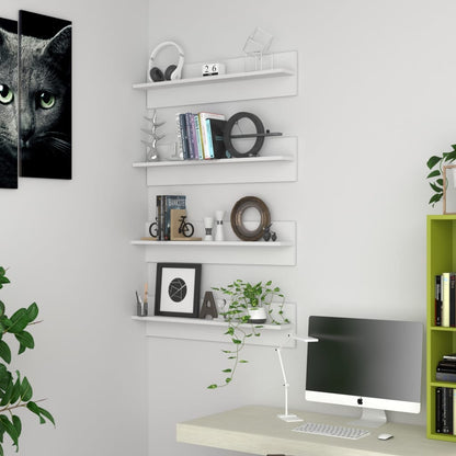 Estantes de parede 4 pcs 80x11,5x18 cm contraplacado branco