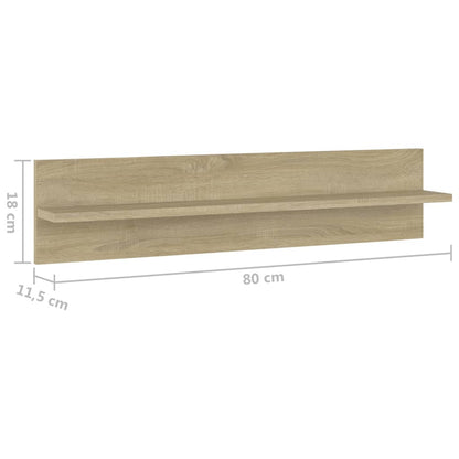 Estantes de parede 2pcs 80x11,5x18 cm contrapl. carvalho sonoma