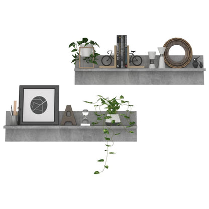 Estantes de parede 2 pcs 80x11,5x18 cm contrapl. cinza cimento