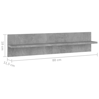 Estantes de parede 2 pcs 80x11,5x18 cm contrapl. cinza cimento