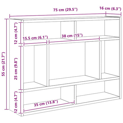 Estante de parede 75x16x55 cm contraplacado carvalho sonoma