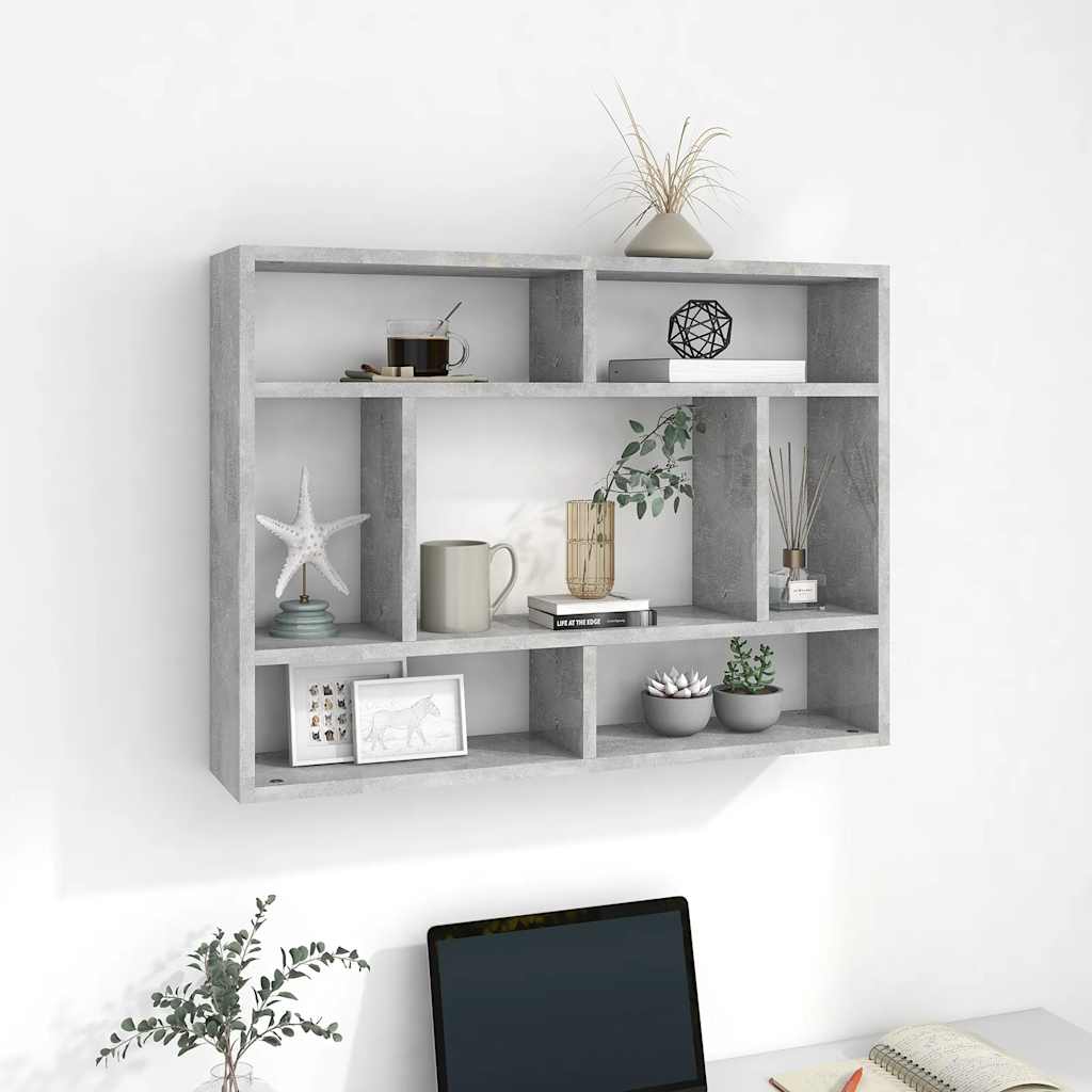 Estante de parede 75x16x55 cm contraplacado cinzento cimento