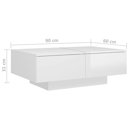 Mesa de centro derivados de madeira branco brilhante
