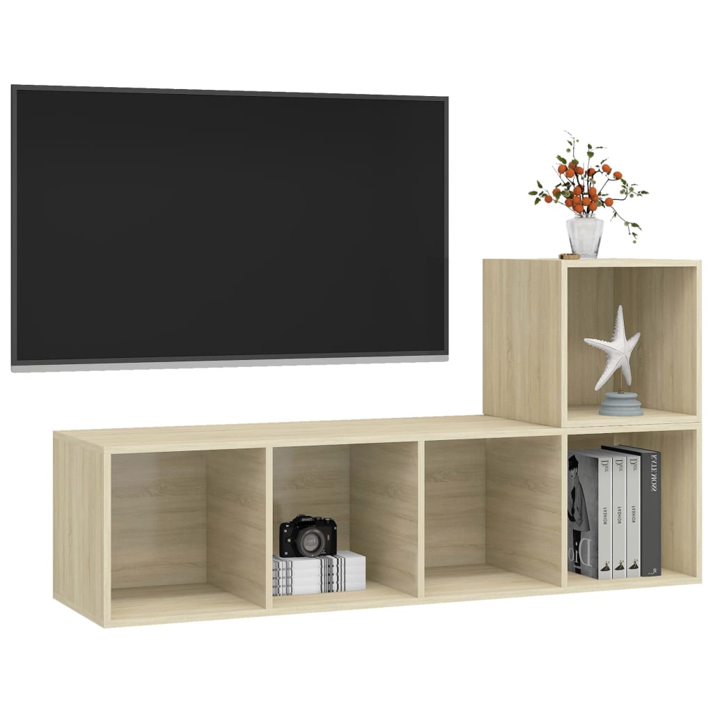 Conjunto de móveis de TV contraplacado carvalho sonoma, 2 pcs
