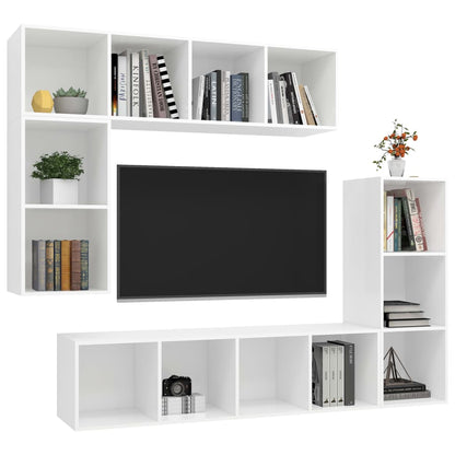 Conjunto móveis de TV madeira processada branco, 4 pcs