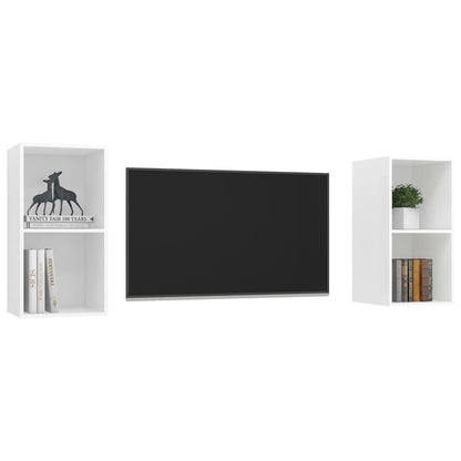 Armários de parede para TV derivados de madeira branco, 2 pcs