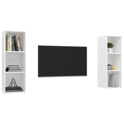 Armários de parede para TV contraplacado branco, 2 pcs