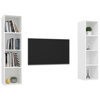 Armários de parede para TV derivados de madeira branco, 2 pcs