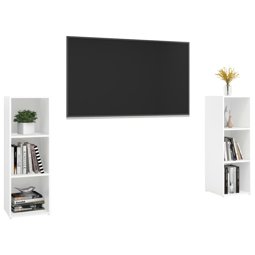 Móveis de TV contraplacado branco, 2 pcs