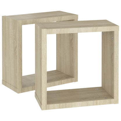 Prateleiras de parede em forma de cubo 2 pcs 30x15x30cm sonoma