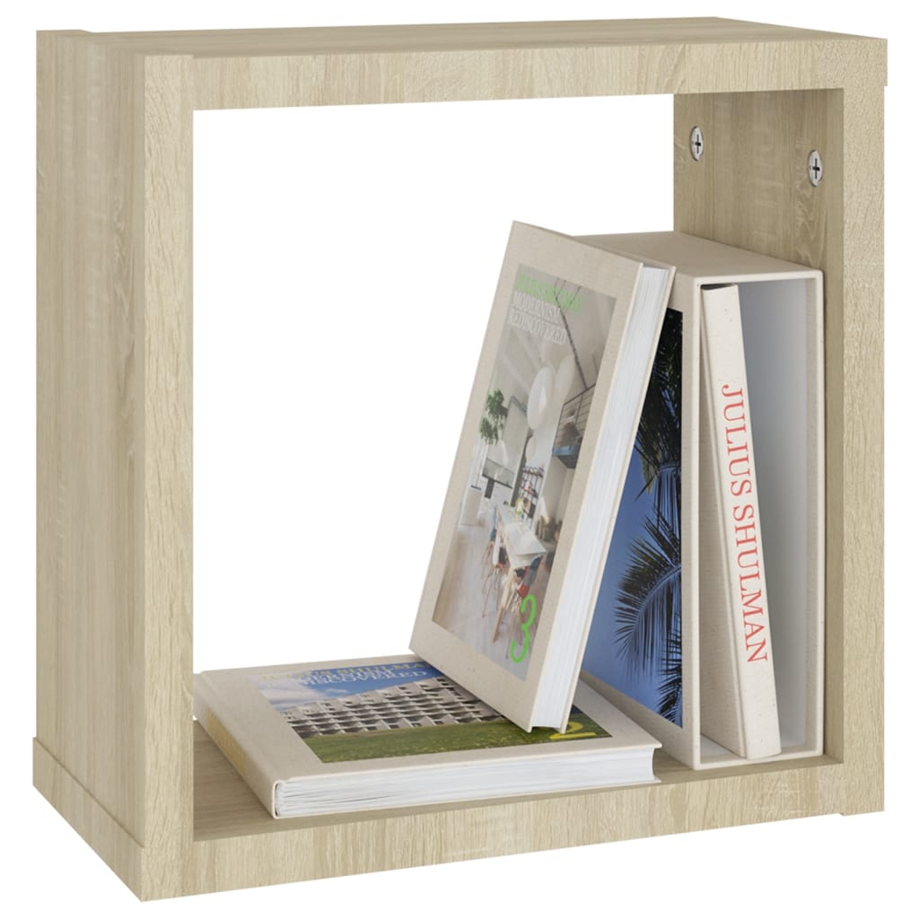 Prateleiras de parede em forma de cubo 4 pcs 30x15x30cm sonoma