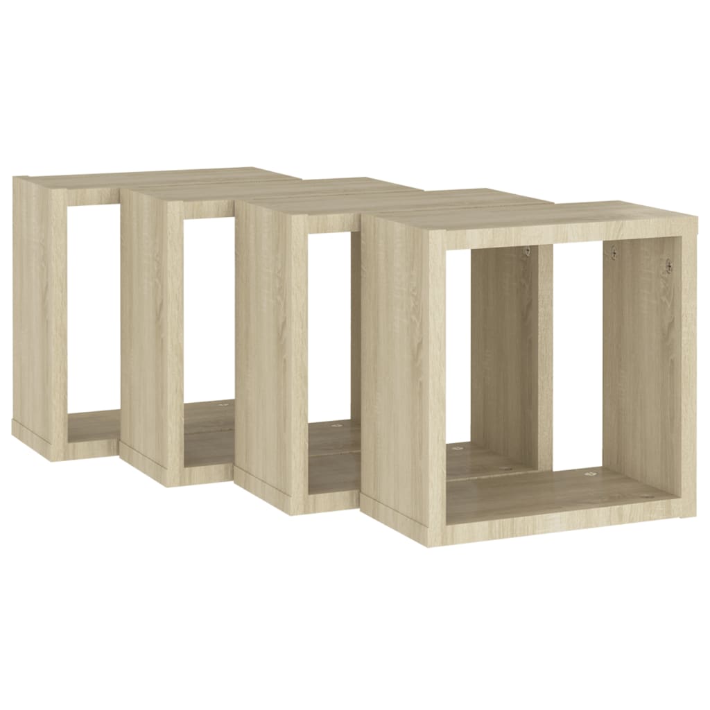 Prateleiras de parede em forma de cubo 4 pcs 30x15x30cm sonoma