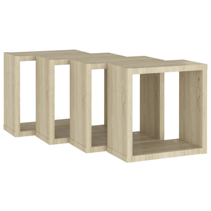 Prateleiras de parede em forma de cubo 4 pcs 30x15x30cm sonoma
