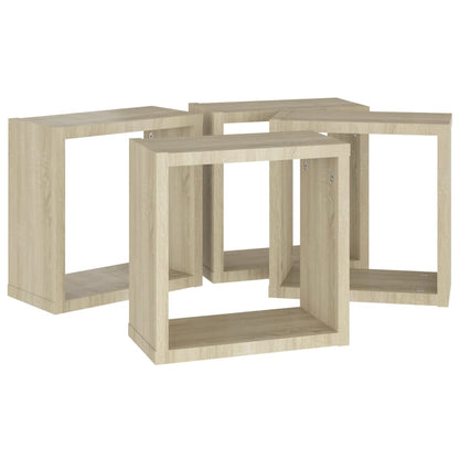 Prateleiras de parede em forma de cubo 4 pcs 30x15x30cm sonoma