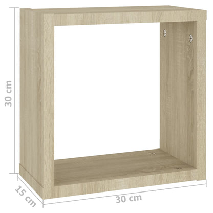 Prateleiras de parede em forma de cubo 4 pcs 30x15x30cm sonoma