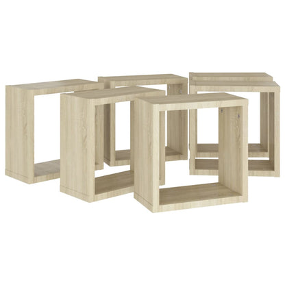 Prateleiras de parede em forma de cubo 6 pcs 30x15x30cm sonoma