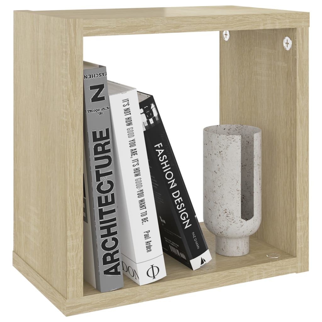 Prateleiras de parede em forma de cubo 2 pcs 26x15x26 cm sonoma