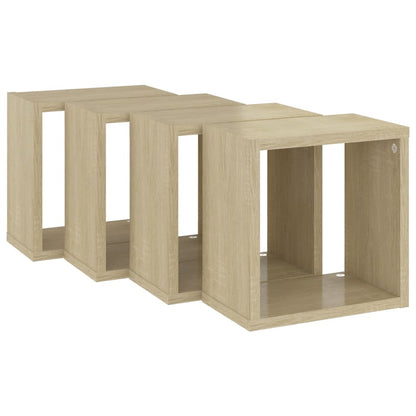 Prateleiras de parede em forma de cubo 4 pcs 26x15x26 cm sonoma