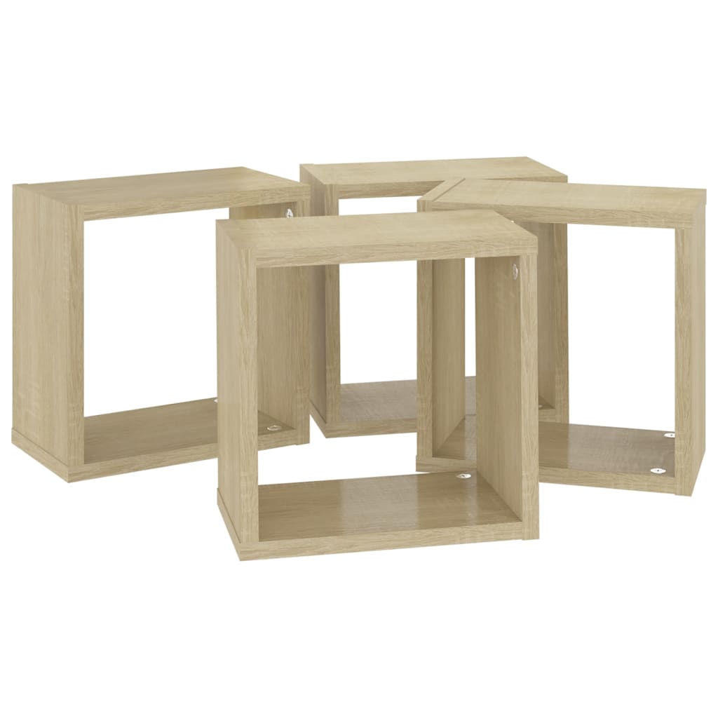 Prateleiras de parede em forma de cubo 4 pcs 26x15x26 cm sonoma