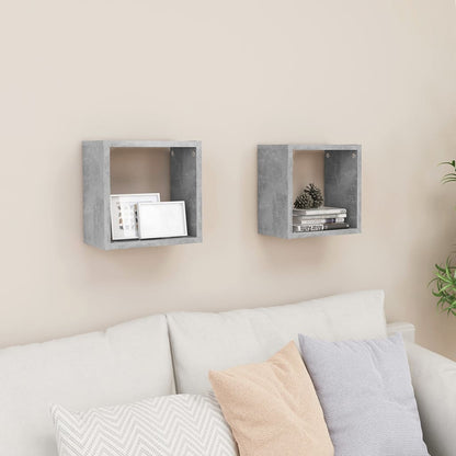 Prateleiras parede forma de cubo 2pcs 26x15x26 cm cinza cimento