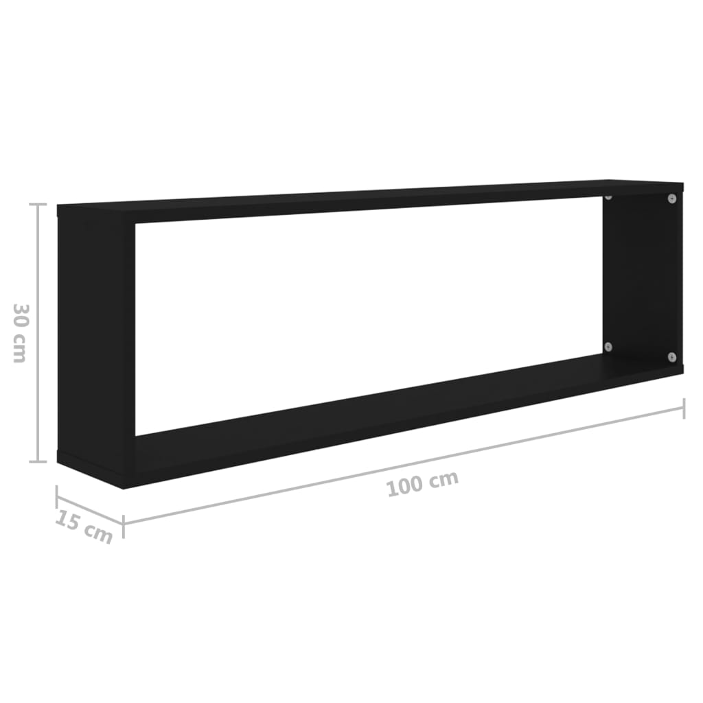 Prateleiras parede forma cubo 2 pcs derivados de madeira preto