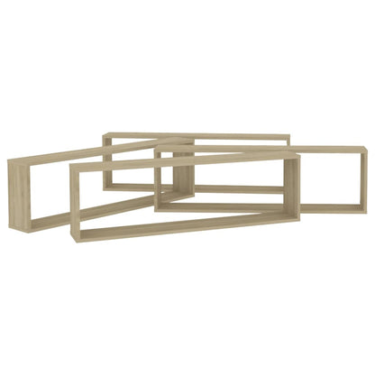 Estantes parede cúbicas 4pcs derivados madeira carvalho sonoma