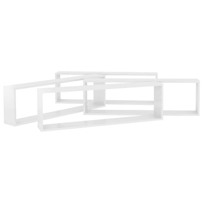Estantes parede cúbicas 4pcs derivados madeira branco brilhante