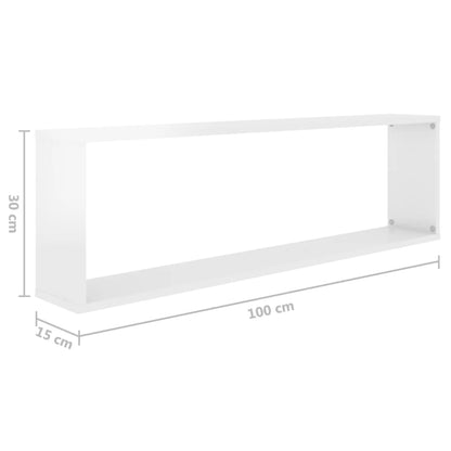Estantes parede cúbicas 4pcs derivados madeira branco brilhante