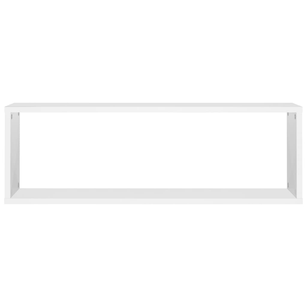 Estantes parede cúbicas 2pcs deriv. madeira 80x15x26,5cm branco