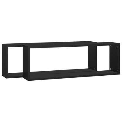 Estantes parede cúbicas 2 pcs deriv. madeira 80x15x26,5cm preto