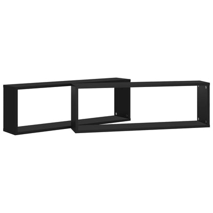 Estantes parede cúbicas 2 pcs deriv. madeira 80x15x26,5cm preto