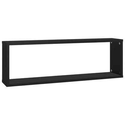 Estantes parede cúbicas 2 pcs deriv. madeira 80x15x26,5cm preto