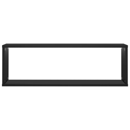 Estantes parede cúbicas 2 pcs deriv. madeira 80x15x26,5cm preto