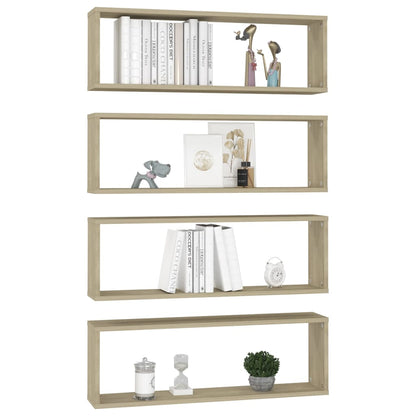 Estantes parede cúbicas 4pcs deriv. madeira 80x15x26,5cm sonoma