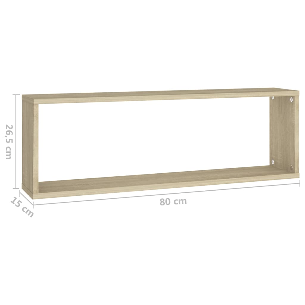 Estantes parede cúbicas 4pcs deriv. madeira 80x15x26,5cm sonoma