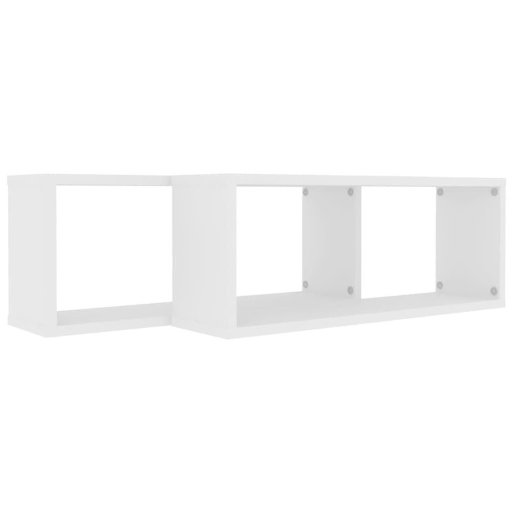 Prateleiras parede forma de cubo 2 pcs derivados madeira branco