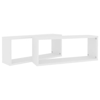 Prateleiras parede forma de cubo 2 pcs derivados madeira branco