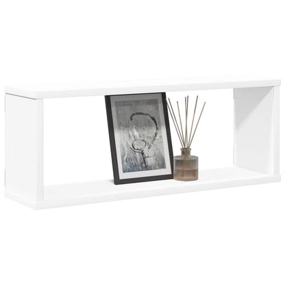 Prateleiras parede forma de cubo 4 pcs derivados madeira branco