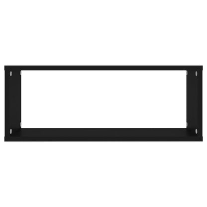 Prateleiras parede forma de cubo 2 pcs derivados madeira preto