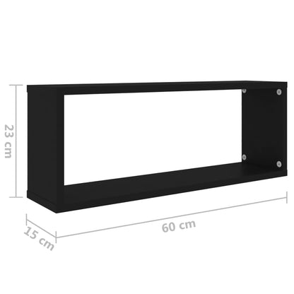 Prateleiras parede forma de cubo 2 pcs derivados madeira preto