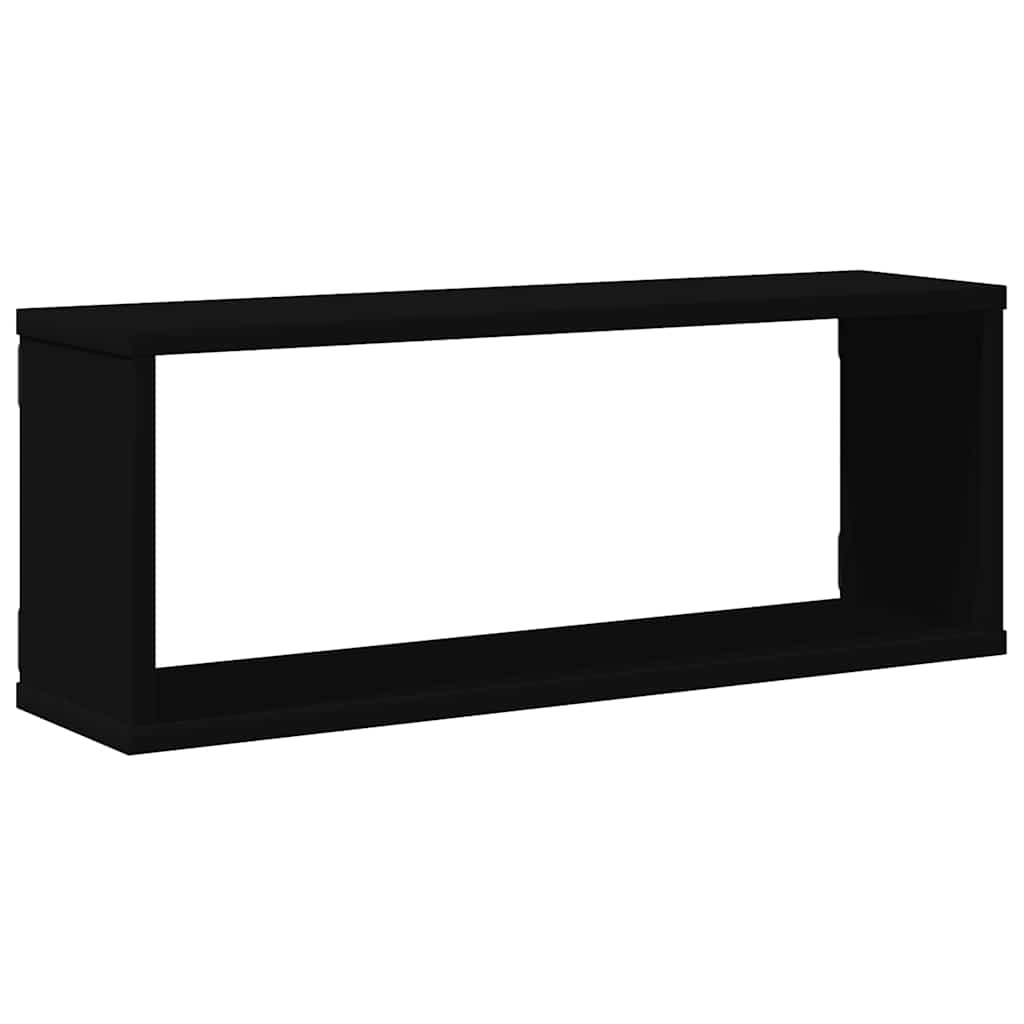 Prateleiras parede forma de cubo 4 pcs derivados madeira preto