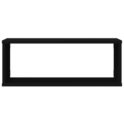 Prateleiras parede forma de cubo 4 pcs derivados madeira preto