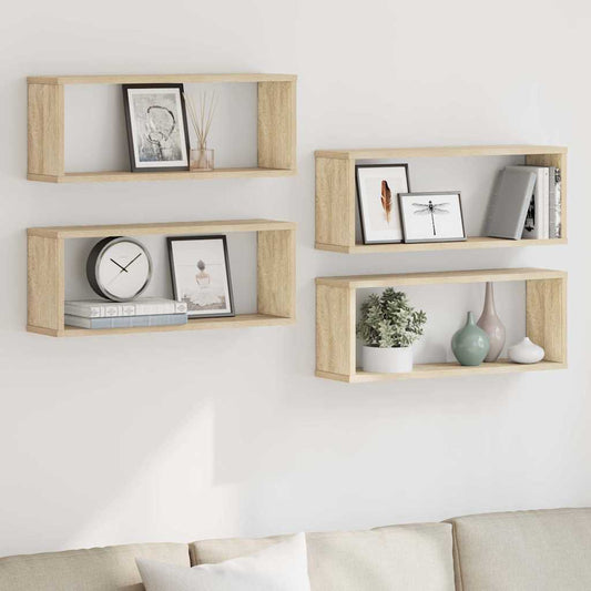 Prateleiras parede forma de cubo 4 pcs carvalho sonoma