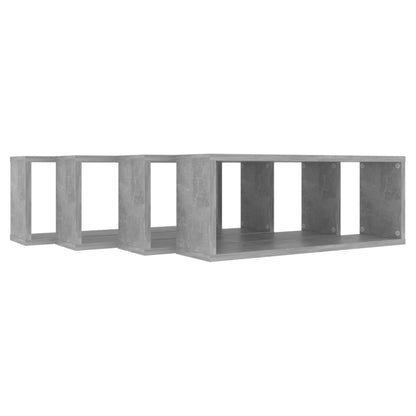 Prateleiras parede forma de cubo 4 pcs 60x15x23cm cinza cimento